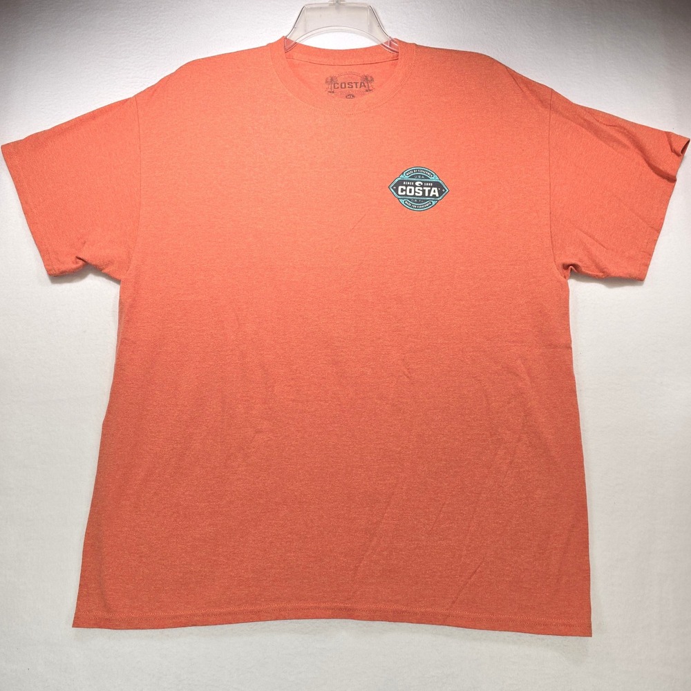 Costa Del Mar Mens XL Orange Heather Fishing Graphic T-Shirt See Whats Out There